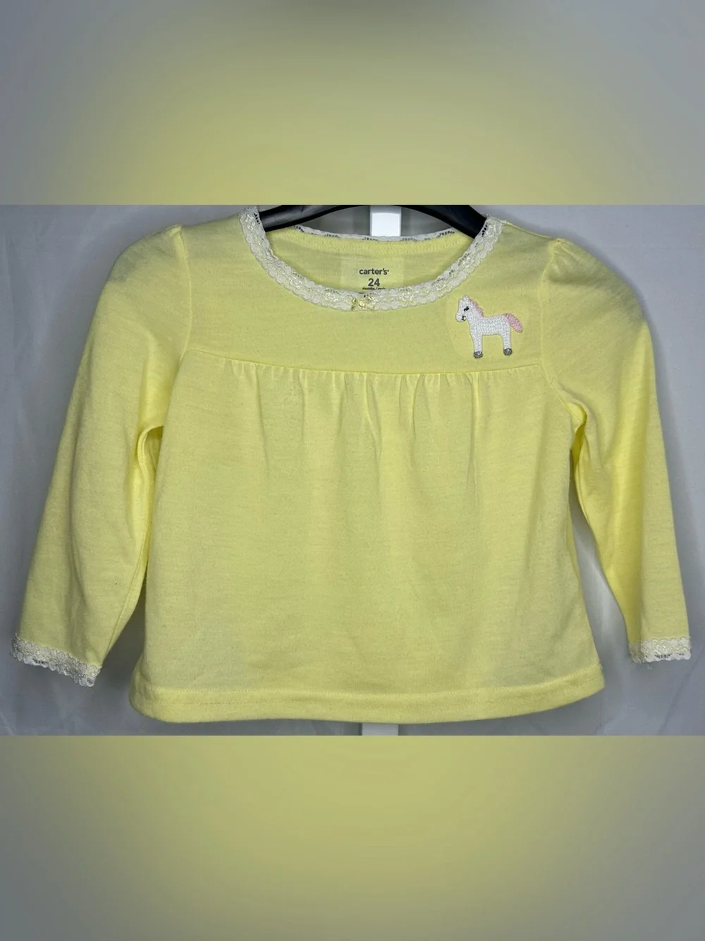 Carter's Pale Yellow Long Sleeve Top with Pony Patch